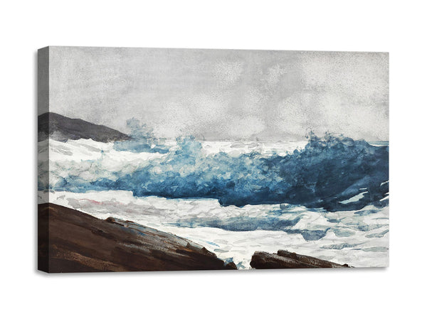 Quadro Stampa su Tela con Telaio in Legno Winslow Homer - Prout’s Neck, Breakers