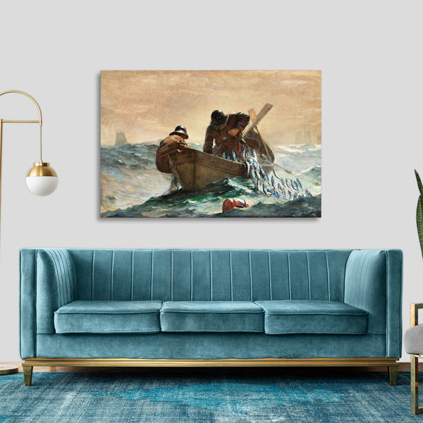 Quadro Stampa su Tela con Telaio in Legno Winslow Homer - The Herring Net