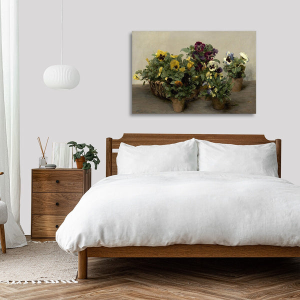 Quadro Stampa su Tela con Telaio in Legno Henri Fantin–Latour - Pansies