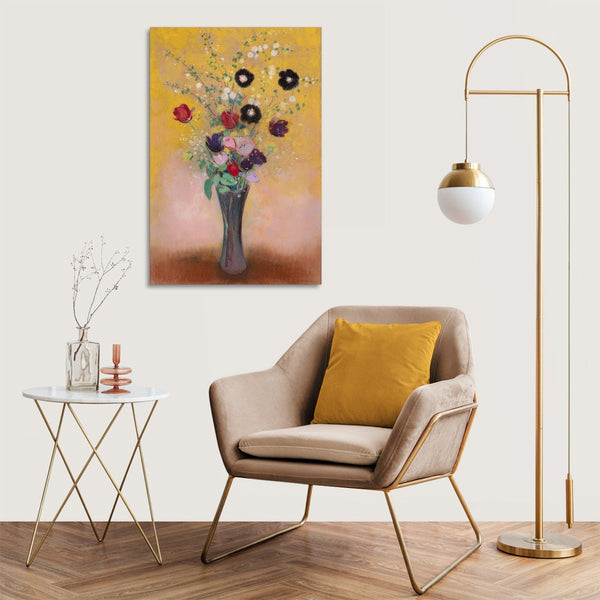 Quadro Stampa su Tela con Telaio in Legno Odilon Redon - Vase of Flowers
