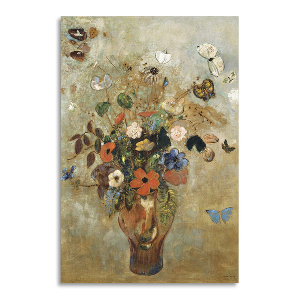 Quadro Stampa su Tela con Telaio in Legno Odilon Redon - Still Life with Flowers