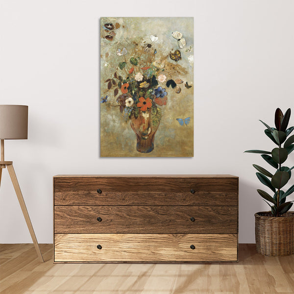Quadro Stampa su Tela con Telaio in Legno Odilon Redon - Still Life with Flowers