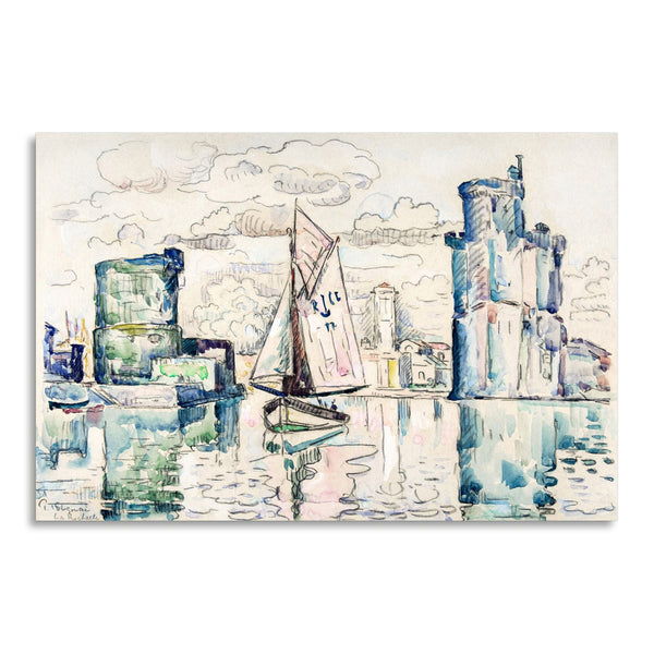 Quadro Stampa su Tela con Telaio in Legno Paul Signac - Entrance to the Harbor of La Rochelle