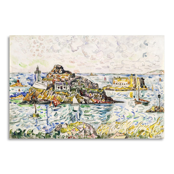 Quadro Stampa su Tela con Telaio in Legno Paul Signac - Morlaix, Entrance of the River