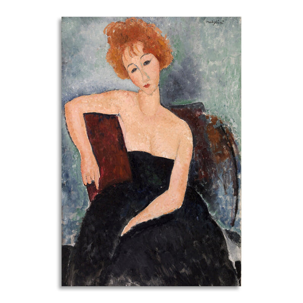 Quadro Stampa su Tela con Telaio in Legno Amedeo Modigliani - Jeune fille rousse en robe de soir