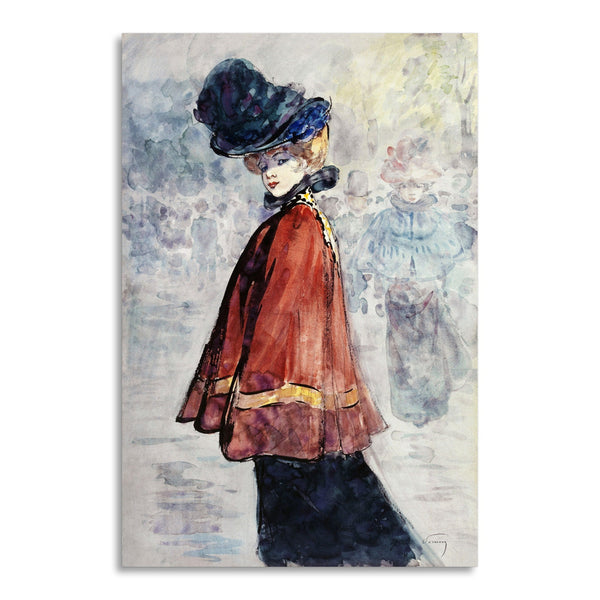 Quadro Stampa su Tela con Telaio in Legno Henry Somm - Elegant in red cape