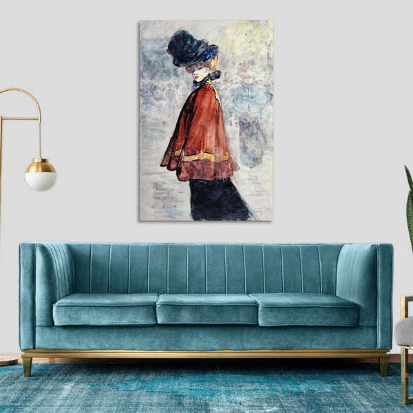 Quadro Stampa su Tela con Telaio in Legno Henry Somm - Elegant in red cape