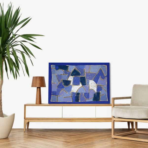 Quadro Stampa su Tela con Telaio in Legno Paul Klee - Blue night