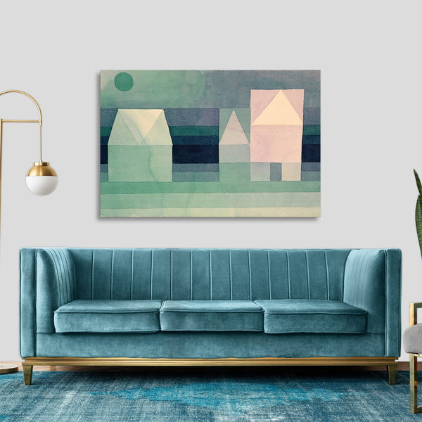 Quadro Stampa su Tela con Telaio in Legno Paul Klee - Three houses