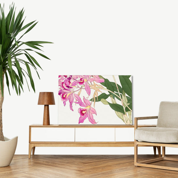 Quadro Stampa su Tela con Telaio in Legno Seiyo Soka Zufu - Vintage laelia flower