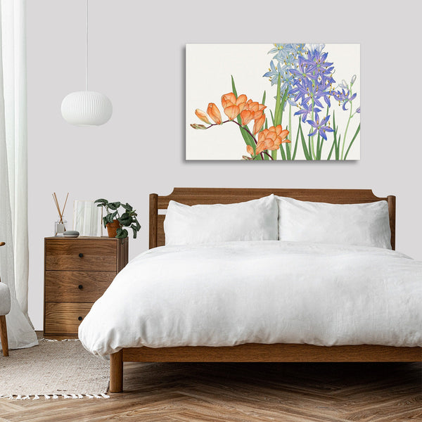 Quadro Stampa su Tela con Telaio in Legno Seiyo Soka Zufu - Freesia flower