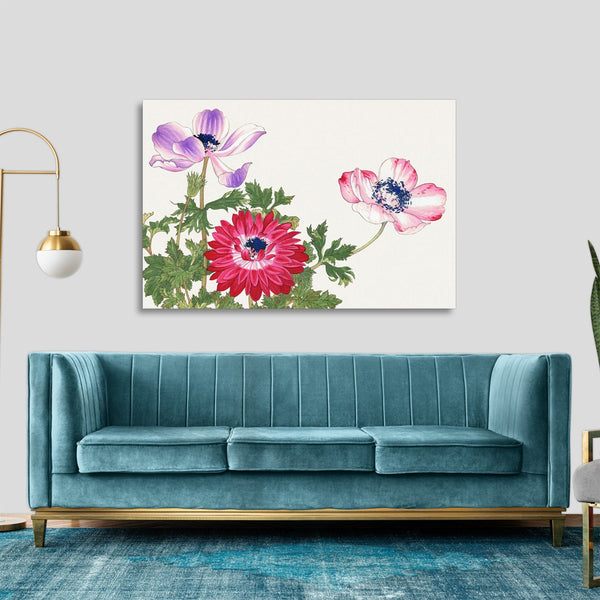 Quadro Stampa su Tela con Telaio in Legno Seiyo Soka Zufu - Poppy flower