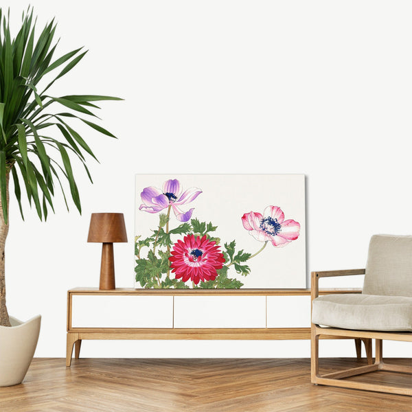 Quadro Stampa su Tela con Telaio in Legno Seiyo Soka Zufu - Poppy flower