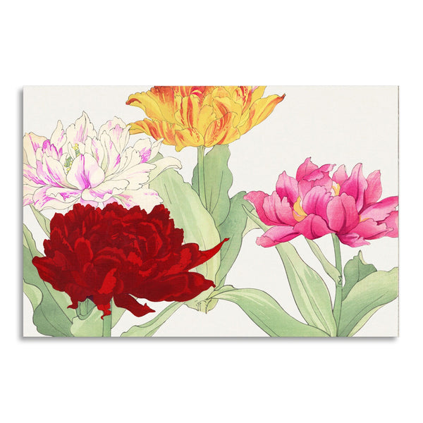 Quadro Stampa su Tela con Telaio in Legno Seiyo Soka Zufu - Peony flower