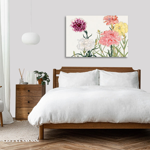 Quadro Stampa su Tela con Telaio in Legno Seiyo Soka Zufu - Carnation flower
