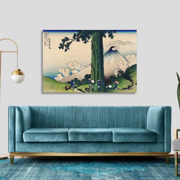 Quadro Stampa su Tela con Telaio in Legno Katsushika Hokusai - Mishima Pass in Kai Province