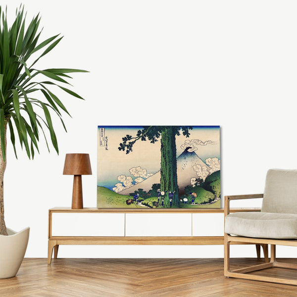Quadro Stampa su Tela con Telaio in Legno Katsushika Hokusai - Mishima Pass in Kai Province