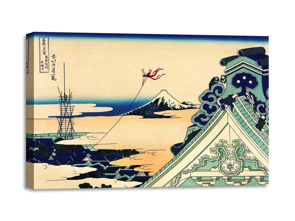 Quadro Stampa su Tela con Telaio in Legno Katsushika Hokusai - Toto Asakusa Honganji