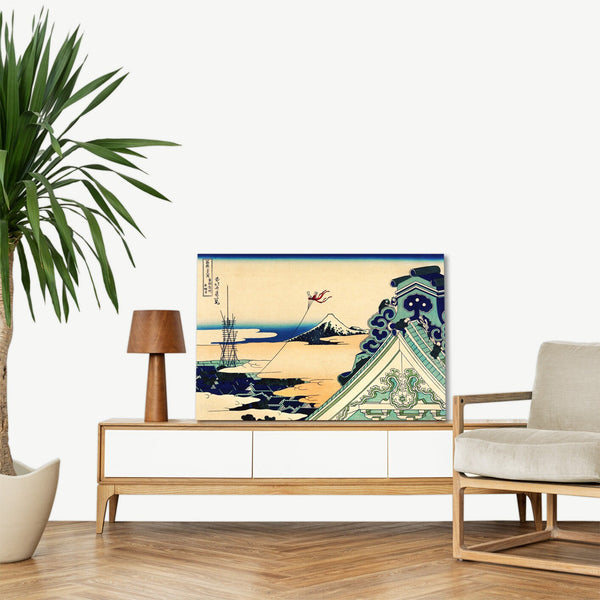 Quadro Stampa su Tela con Telaio in Legno Katsushika Hokusai - Toto Asakusa Honganji