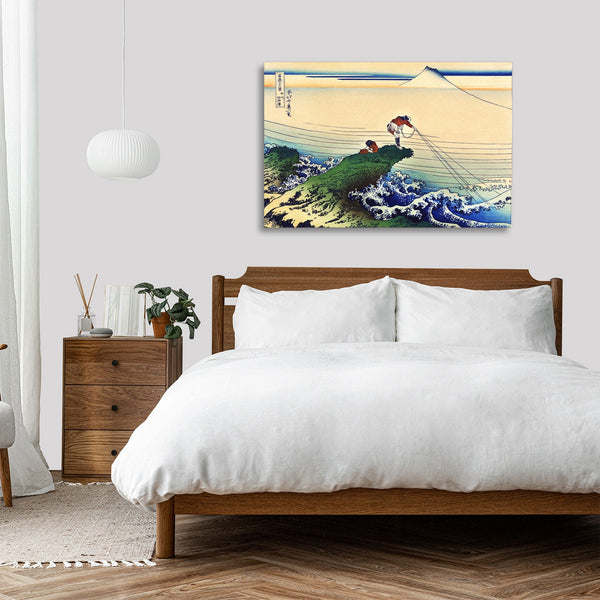 Quadro Stampa su Tela con Telaio in Legno Katsushika Hokusai - Koshu Kajikazawa