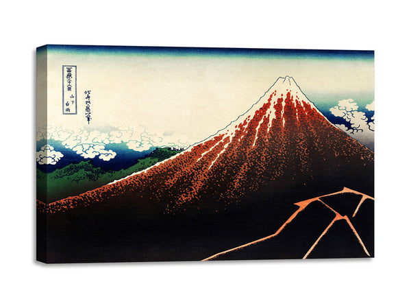 Quadro Stampa su Tela con Telaio in Legno Katsushika Hokusai - Sanka Hakuu