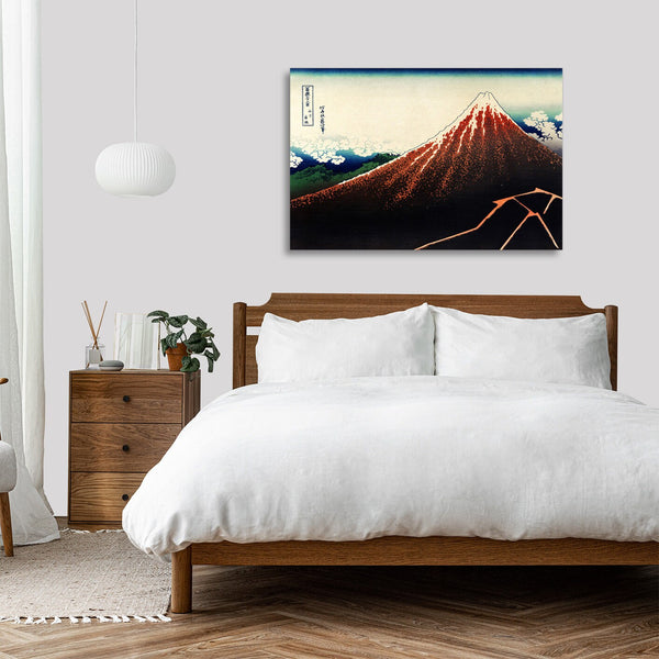 Quadro Stampa su Tela con Telaio in Legno Katsushika Hokusai - Sanka Hakuu