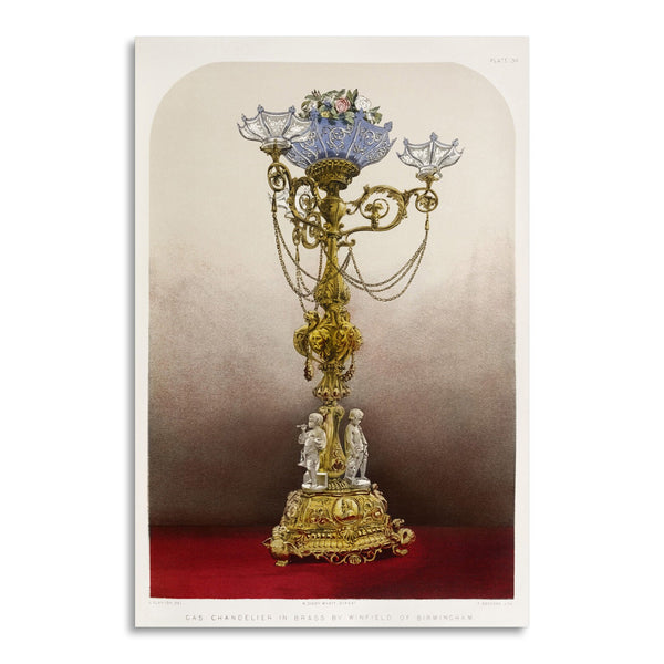 Quadro Stampa su Tela con Telaio in Legno Matthew Digby wyatt - Gas chandelier in brass
