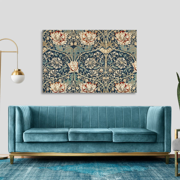 Quadro Stampa su Tela con Telaio in Legno William Morris - Honeysuckle