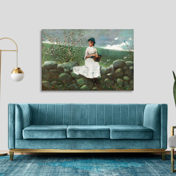Quadro Stampa su Tela con Telaio in Legno Winslow Homer - Peach Blossoms