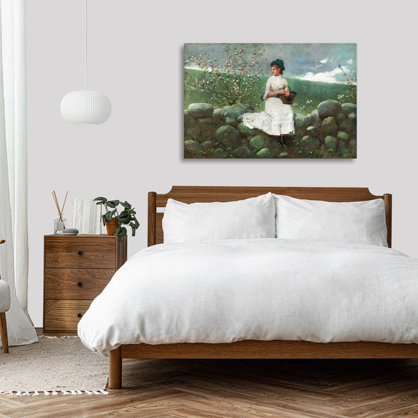 Quadro Stampa su Tela con Telaio in Legno Winslow Homer - Peach Blossoms