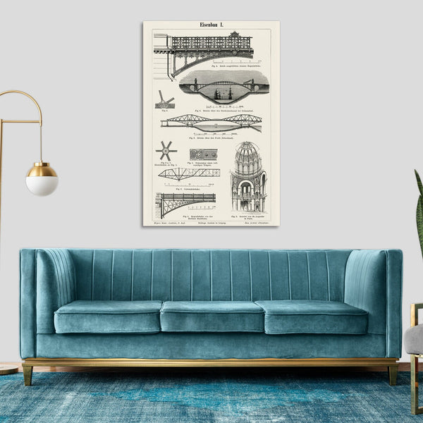 Quadro Stampa su Tela con Telaio in Legno Iron Architecture