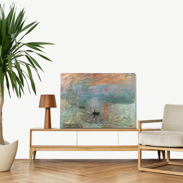 Quadro Stampa su Tela con Telaio in Legno Claude Monet - Impression Sunrise