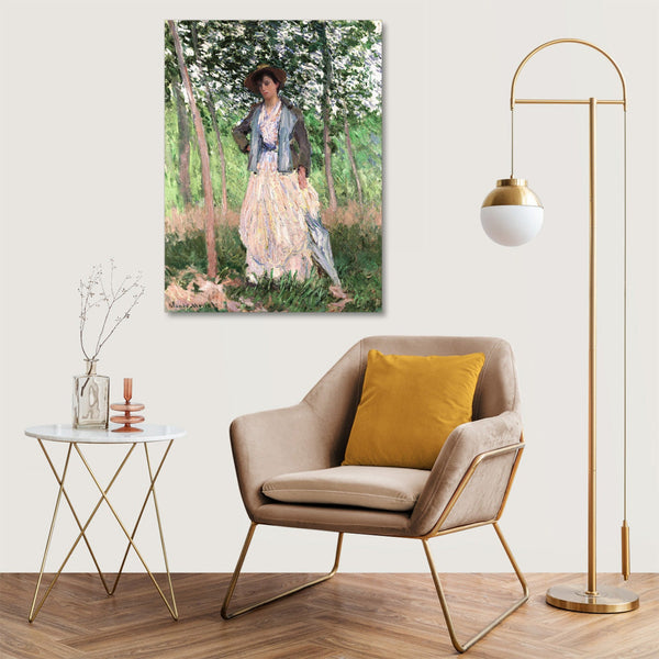 Quadro Stampa su Tela con Telaio in Legno Claude Monet - The Stroller