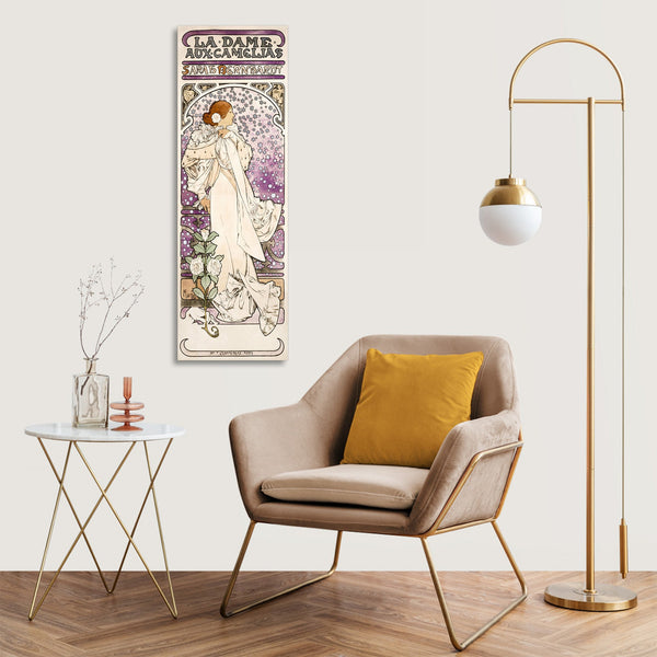 Quadro Stampa su Tela con Telaio in Legno Alphonse Mucha - La dame aux camelias