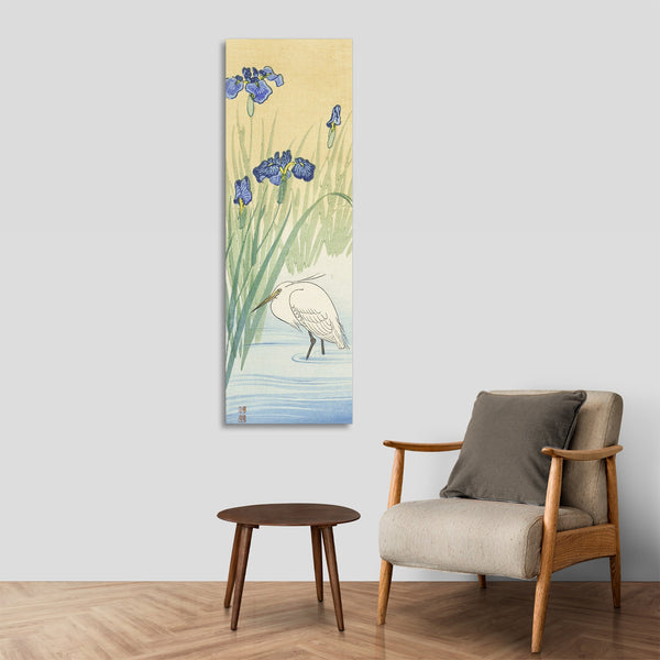 Quadro Stampa su Tela con Telaio in Legno Ohara Koson - Egret