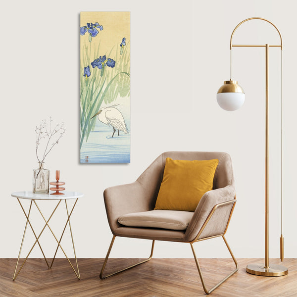 Quadro Stampa su Tela con Telaio in Legno Ohara Koson - Egret