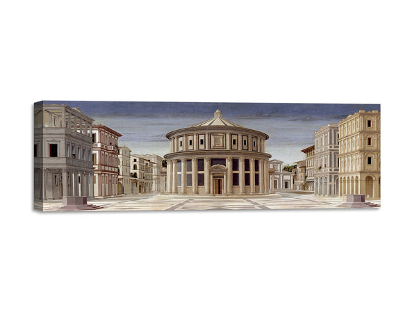 Quadro Stampa su Tela con Telaio in Legno Piero Della Francesca La città ideale