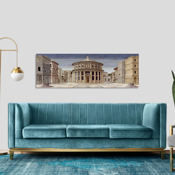 Quadro Stampa su Tela con Telaio in Legno Piero Della Francesca La città ideale