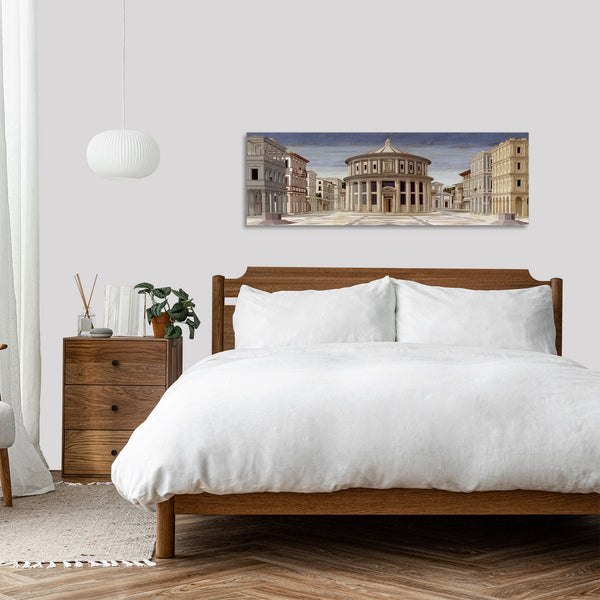 Quadro Stampa su Tela con Telaio in Legno Piero Della Francesca La città ideale