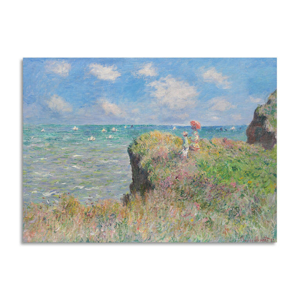 Quadro Stampa su Tela con Telaio in Legno Claude Monet - Cliff Walk at Pourville