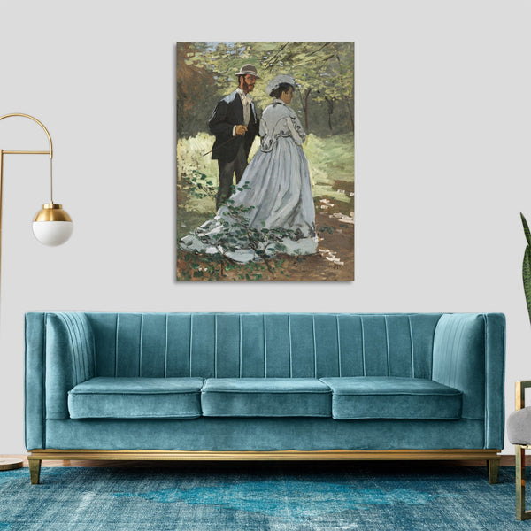 Quadro Stampa su Tela con Telaio in Legno Claude Monet - Bazille and Camille