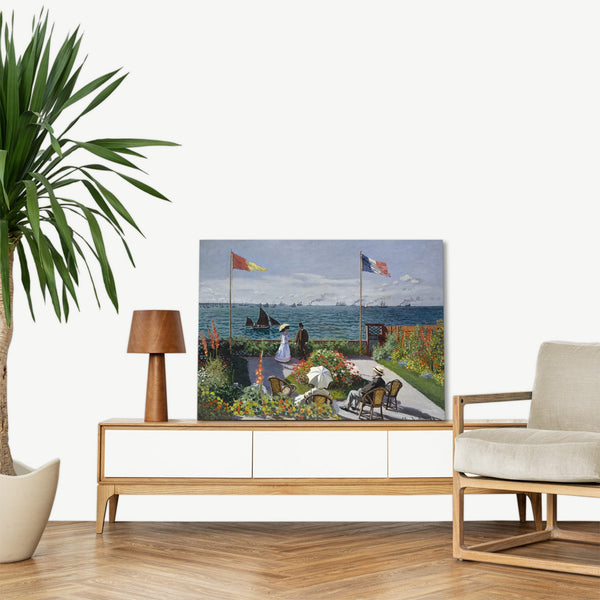 Quadro Stampa su Tela con Telaio in Legno Claude Monet - Garden at Sainte-Adresse