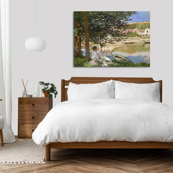 Quadro Stampa su Tela con Telaio in Legno Claude Monet - On the Bank of the Seine, Bennecourt