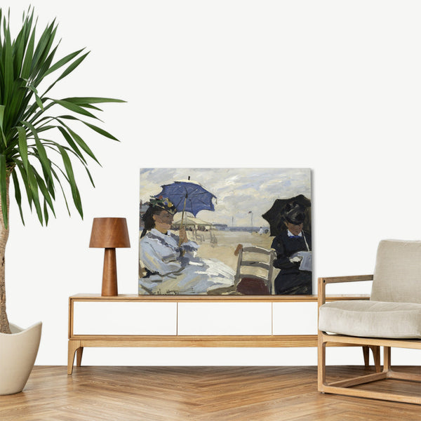 Quadro Stampa su Tela con Telaio in Legno Claude Monet - The Beach at Trouville