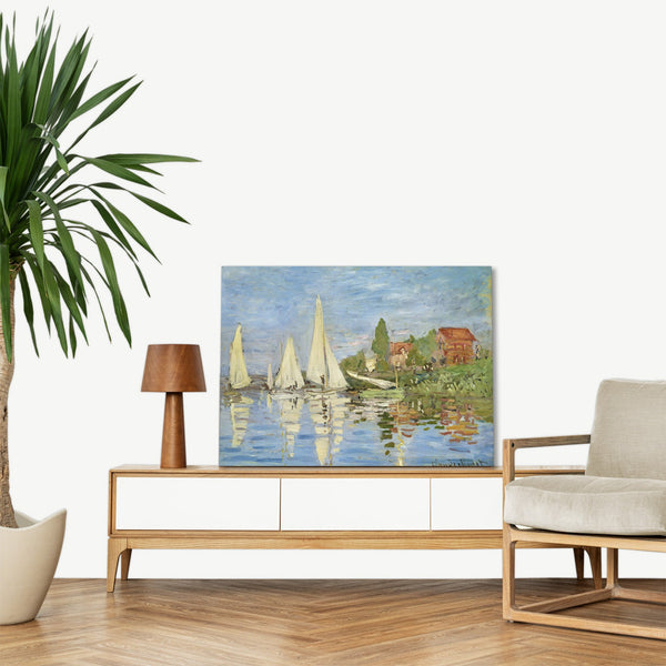 Quadro Stampa su Tela con Telaio in Legno Claude Monet - Regattas at Argenteuil