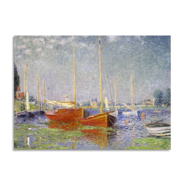 Quadro Stampa su Tela con Telaio in Legno Claude Monet - Red Boats at Argenteuil