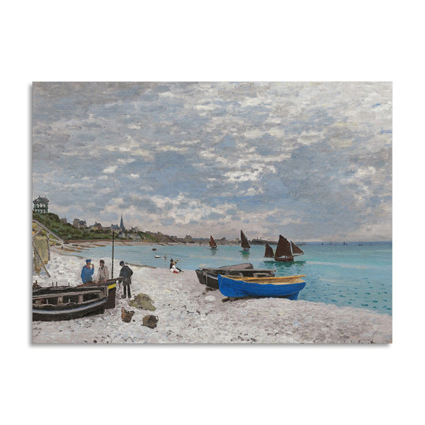 Quadro Stampa su Tela con Telaio in Legno Claude Monet - The Beach at Sainte-Adresse