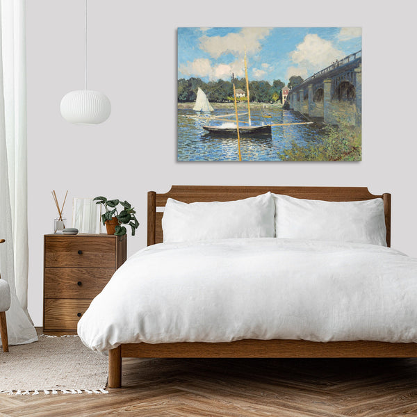 Quadro Stampa su Tela con Telaio in Legno Claude Monet - The Bridge at Argenteuil