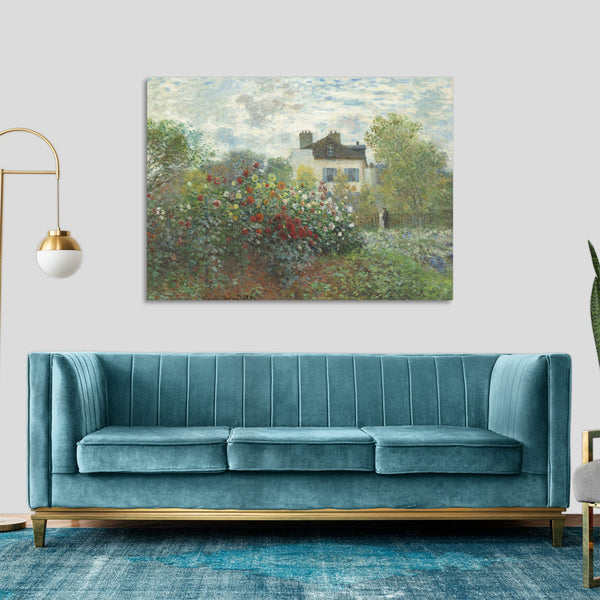 Quadro Stampa su Tela con Telaio in Legno Claude Monet - The Artist’s Garden in Argenteuil