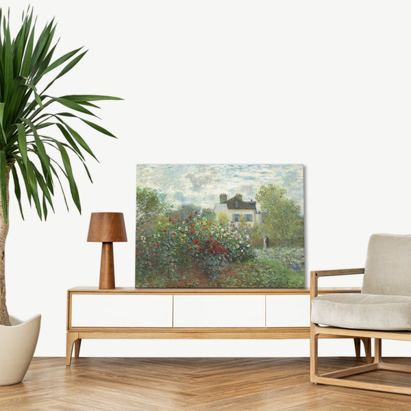 Quadro Stampa su Tela con Telaio in Legno Claude Monet - The Artist’s Garden in Argenteuil